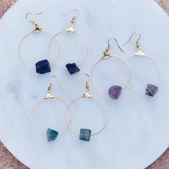 Fluorite Hoop Earrings​​ - Picture 1 of 6